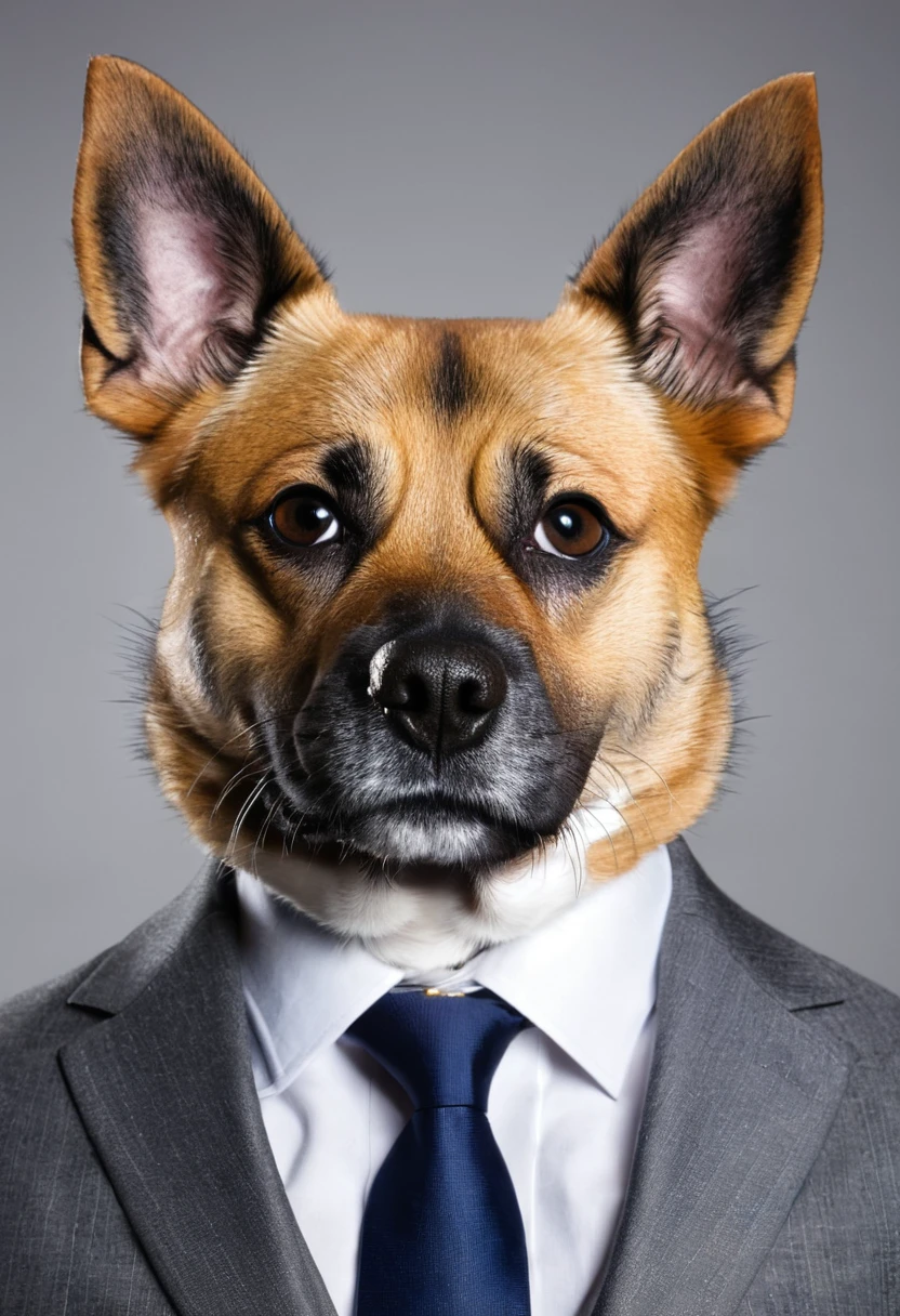 Face of a dog,suit