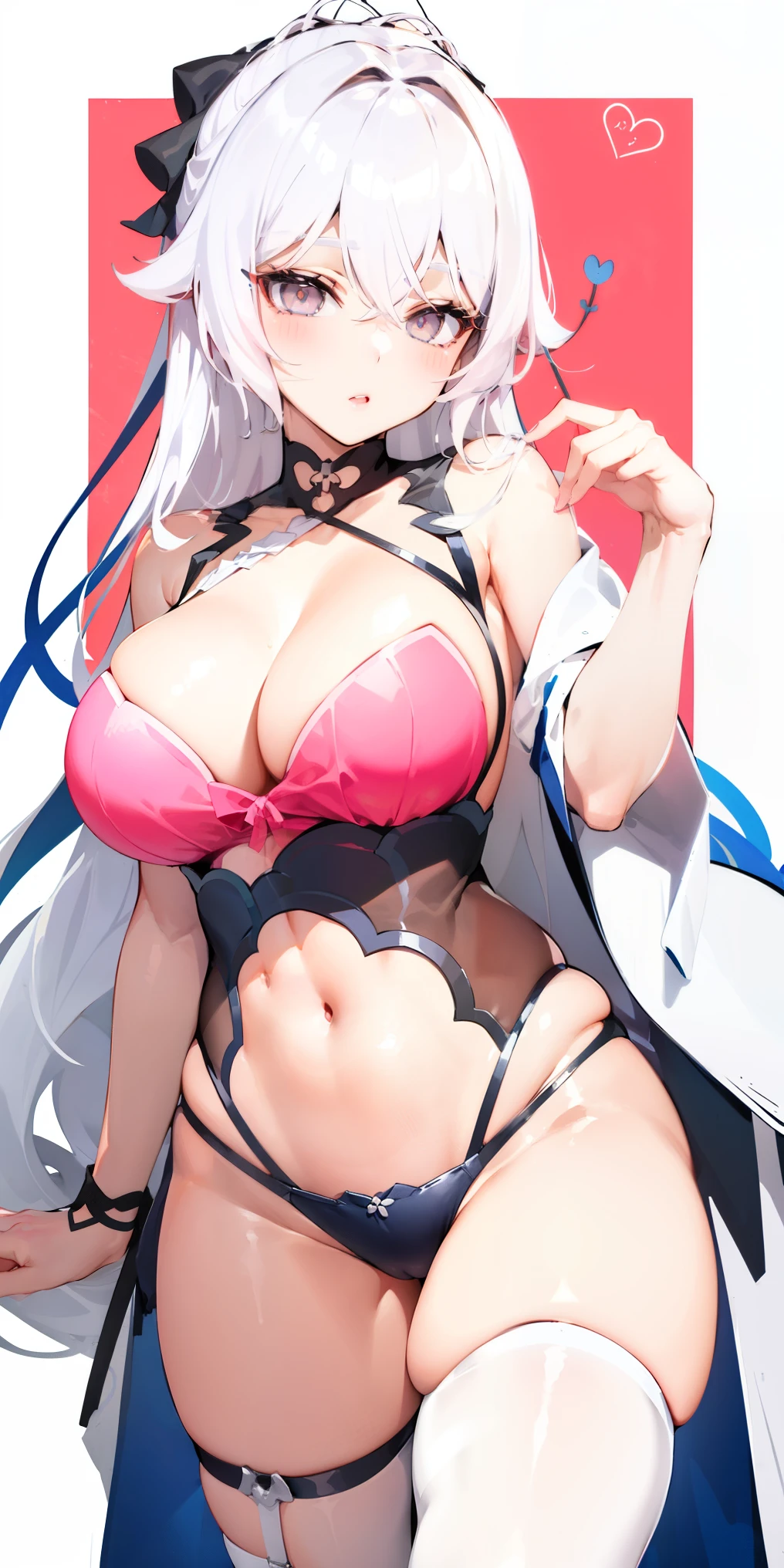 arafed asian woman in a pink lingerie posing for a picture, a colorized photo by Shiba Kōkan, tumblr, shin hanga, Hungry Ghost Festival, wearing sexy lingerie, sexy :8, sexy girl, Yoshitomo Nara, 2263539546], lingerie!!, ((white hair:1.5))