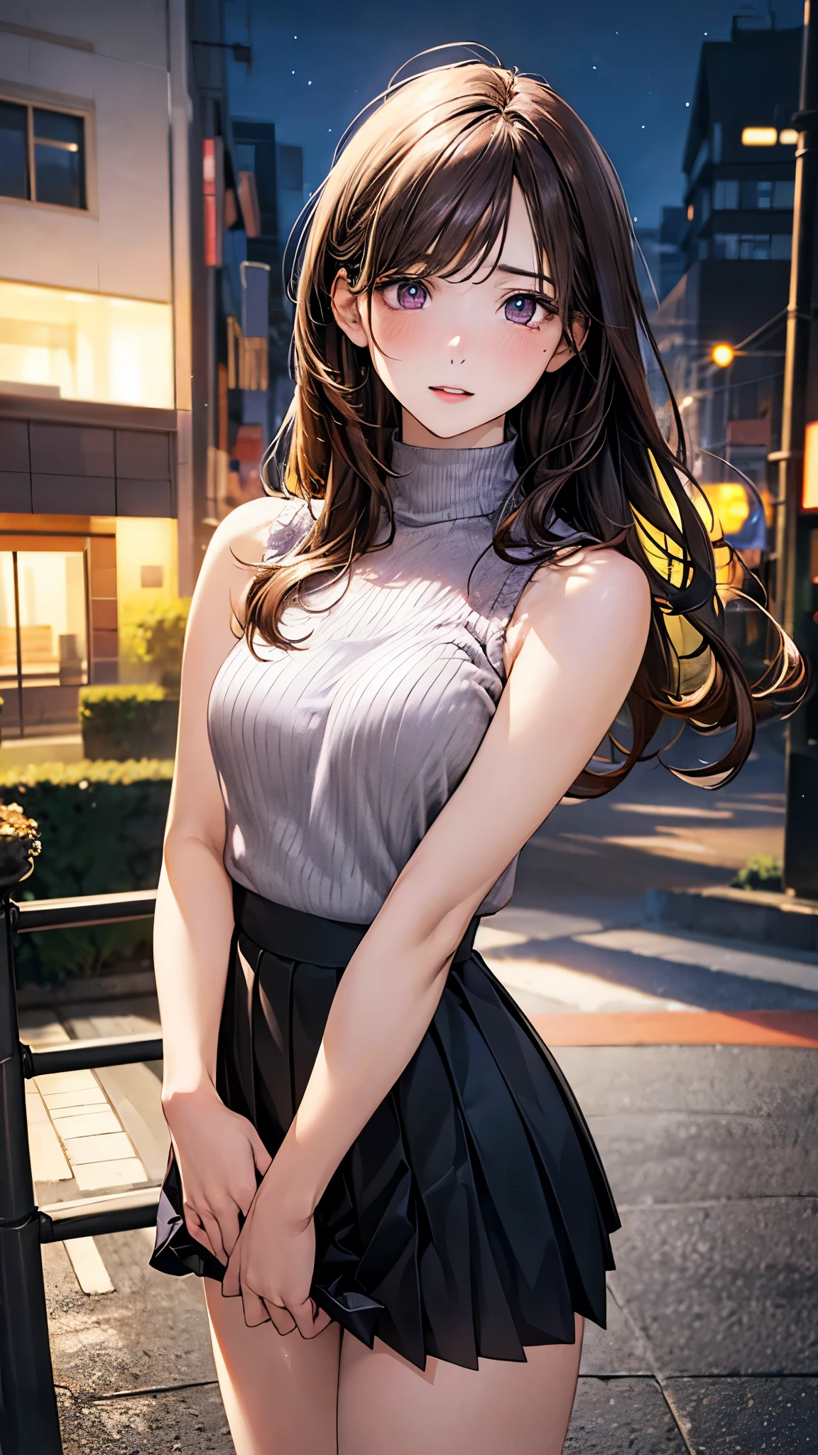 Anime girl in a short skirt posing for a picture - SeaArt AI