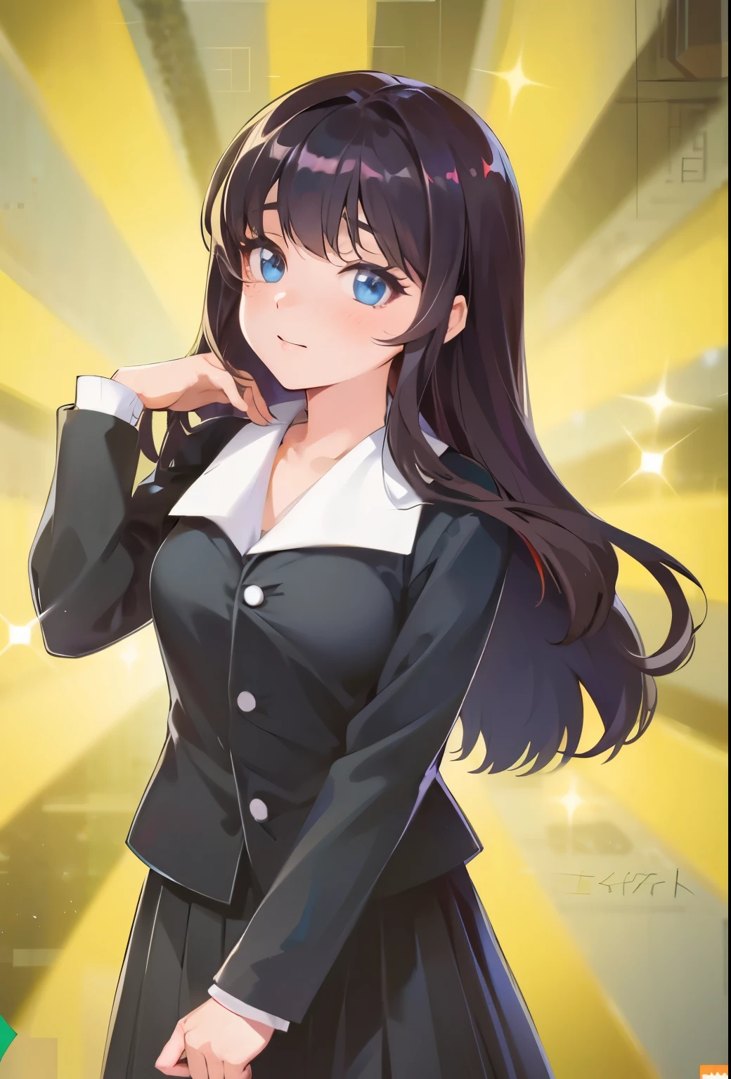 Anime girl with long hair, blue eyes and wearing a black dress, Anime mo art style, Marin Kitagawa fanart, Beautiful girl in high school anime, Kantai collection style, ZGK, Smooth anime CG art, Anime picture of a cute girl, The best anime girl, It was drawn in the anime artist's studio, Anime image of Shiina Ringo, Attractive anime girl, Made by anime artist studio