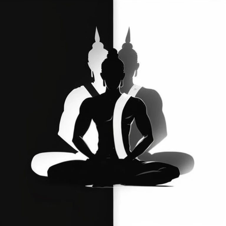 African man, african Buddhists, black person, 3d shadow of Buddha, very colorfully presented