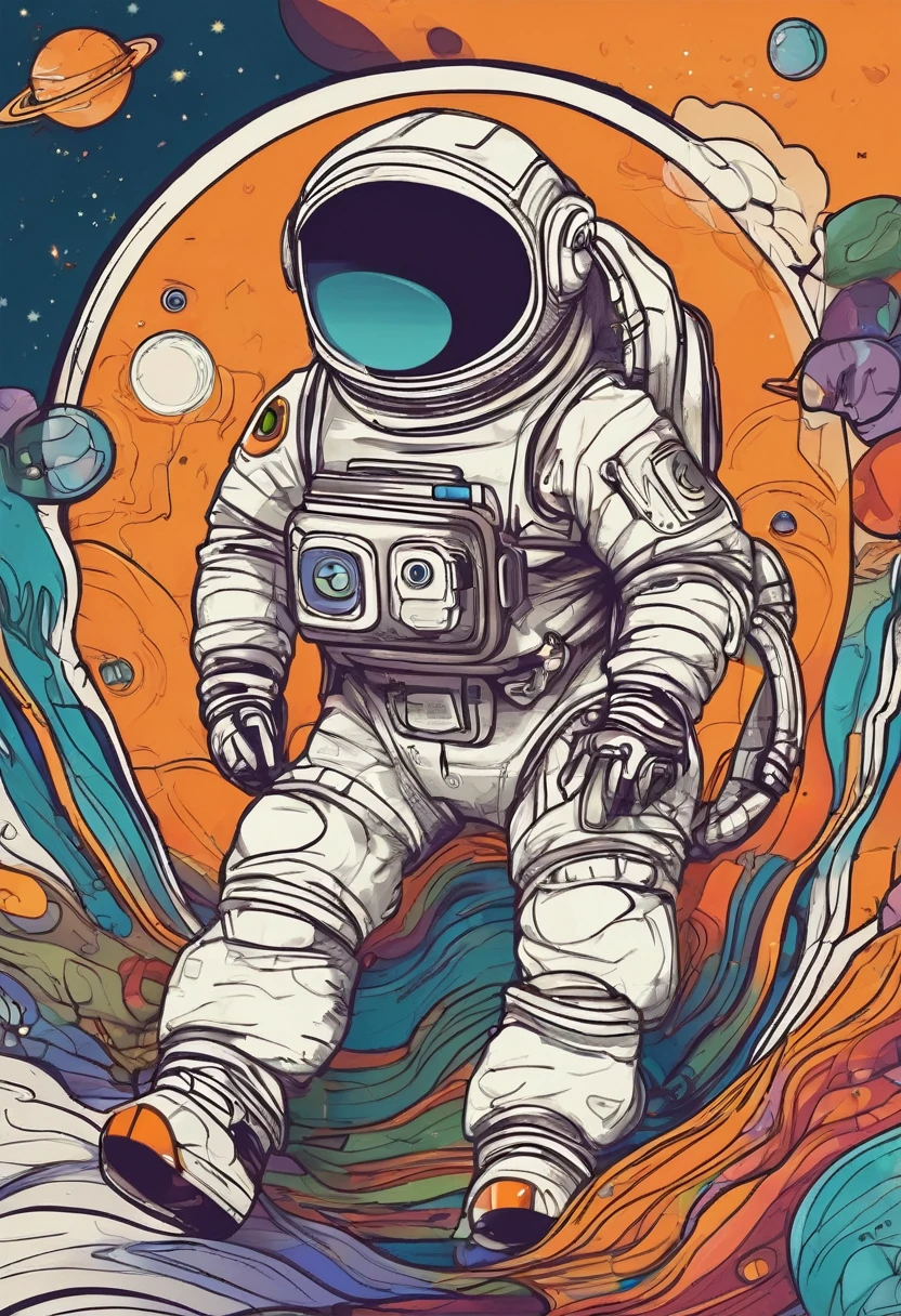 vector art:alien astronaut,draw with thick lines,shame,adobe,flat design,Works created by professional designers,超아주 wonderful宇宙旅行,orange alien:space suit,rocket emblem,technology,adventure,spaceship,outer space,no gravity,buoyant,floating object,cute,아주 wonderful,아주 wonderful,Bokeh effect,funny,아주 wonderful,pleasure,masterpiece,最高masterpiece,rich colors,fancy,wonderful,expression,Zentangle elements,line drawing,cute