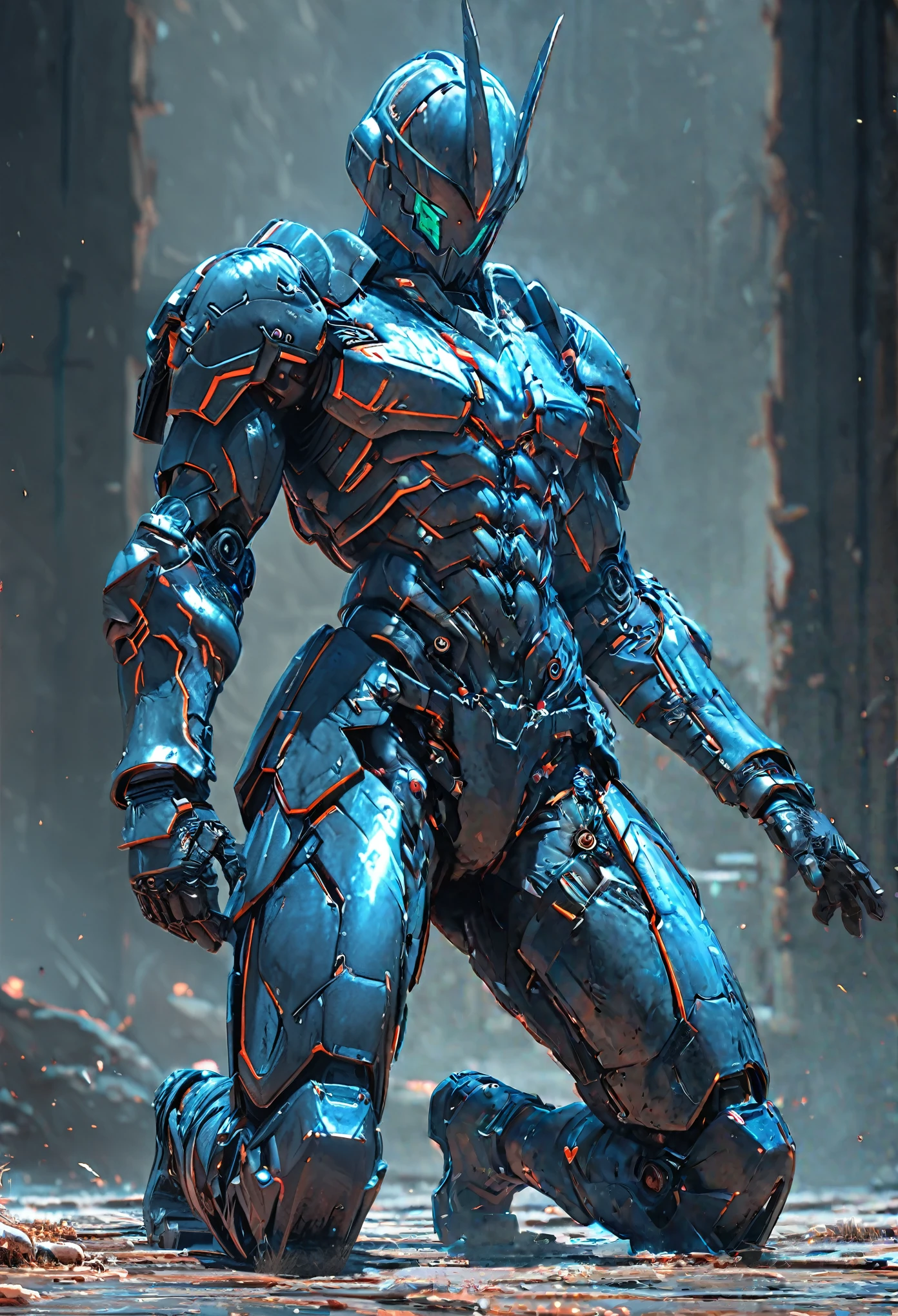 1BOY, SOLO, Francesco Quinn, (mecha helm:1.4), (DRAGON GUARD ARM, GLOVES), (RED, BLACK), (MECHA CYBER SHINY ARMORED SUIT, A PAIR MECHANICAL ARMOR:1.4), (MUSCULAR BODY:1.3), (MUSCLE ABS:1.2), (LOOKING AT VIEWER:1), (kneeling with one leg:1.3), PHYSICALLY-BASED RENDERING, ULTRA HIGHT DEFINITION, 8K, 1080P.