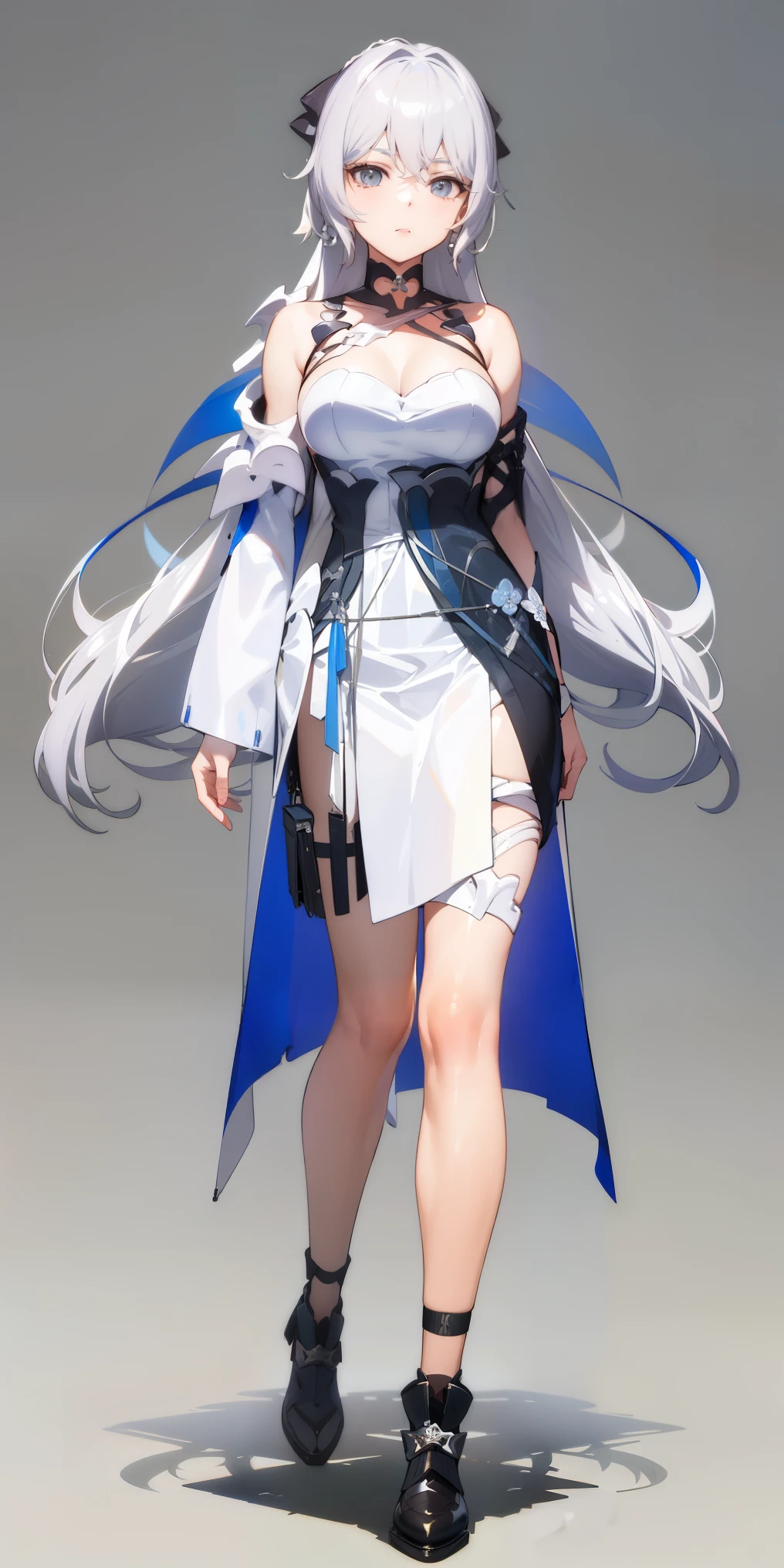 there is a woman in a uniform posing for a picture, a portrait inspired by Leng Mei, pixiv, shin hanga, anime girl cosplay, albedo from overlord, smooth white tight clothes suit, white uniform, anime cosplay, cosplay, full body xianxia, cosplay photo, azur lane style, elegant glamourous cosplay, sailor uniform