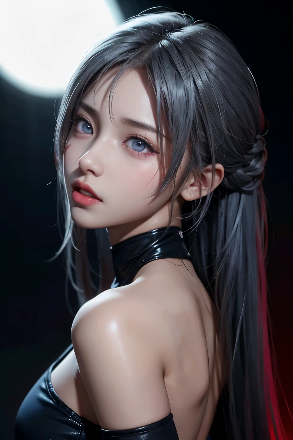 girl, full body, battle scenes, kick, red cyber punk suit, bloody, sexy, silver color hair, perfect body, huge butt, wide open ass hole, beautiful tits, high detailed real nipple, beautiful eye, high detailed pupil, double eyelid, beautiful vagina, high detailed real clitoris, high detailed real skin, high quality skin, sweaty skin, cry face, orgasm face, professional lighting, real shadow, masterpiece,