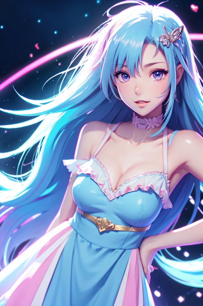 Anime girl with blue and pink hair and white dress, detailed digital anime art, 4K high-definition digital art, digital anime art, anime styled digital art, anime style. 8K, beautiful digital artwork, digital anime illustration, anime styled 3d, stylized anime, beautiful digital illustrations, anime style 4 k, 8K high quality detailed art