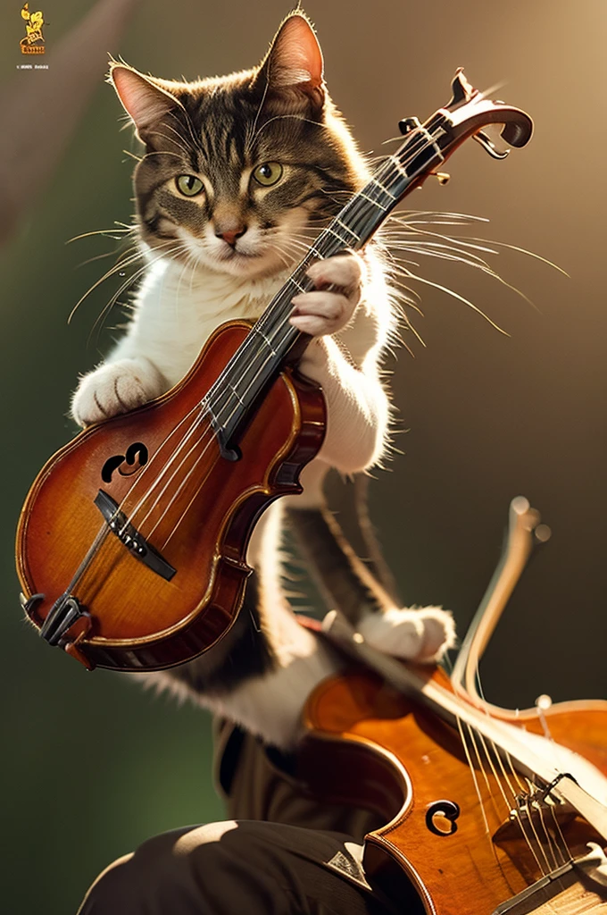 (photorealism:1.2) beautiful woman hair, silver red eyes , nude with heels  , playing a black cello with cats