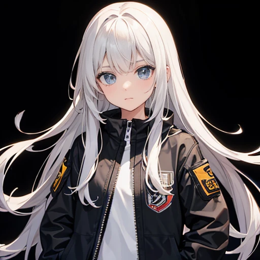 A girl, Black background