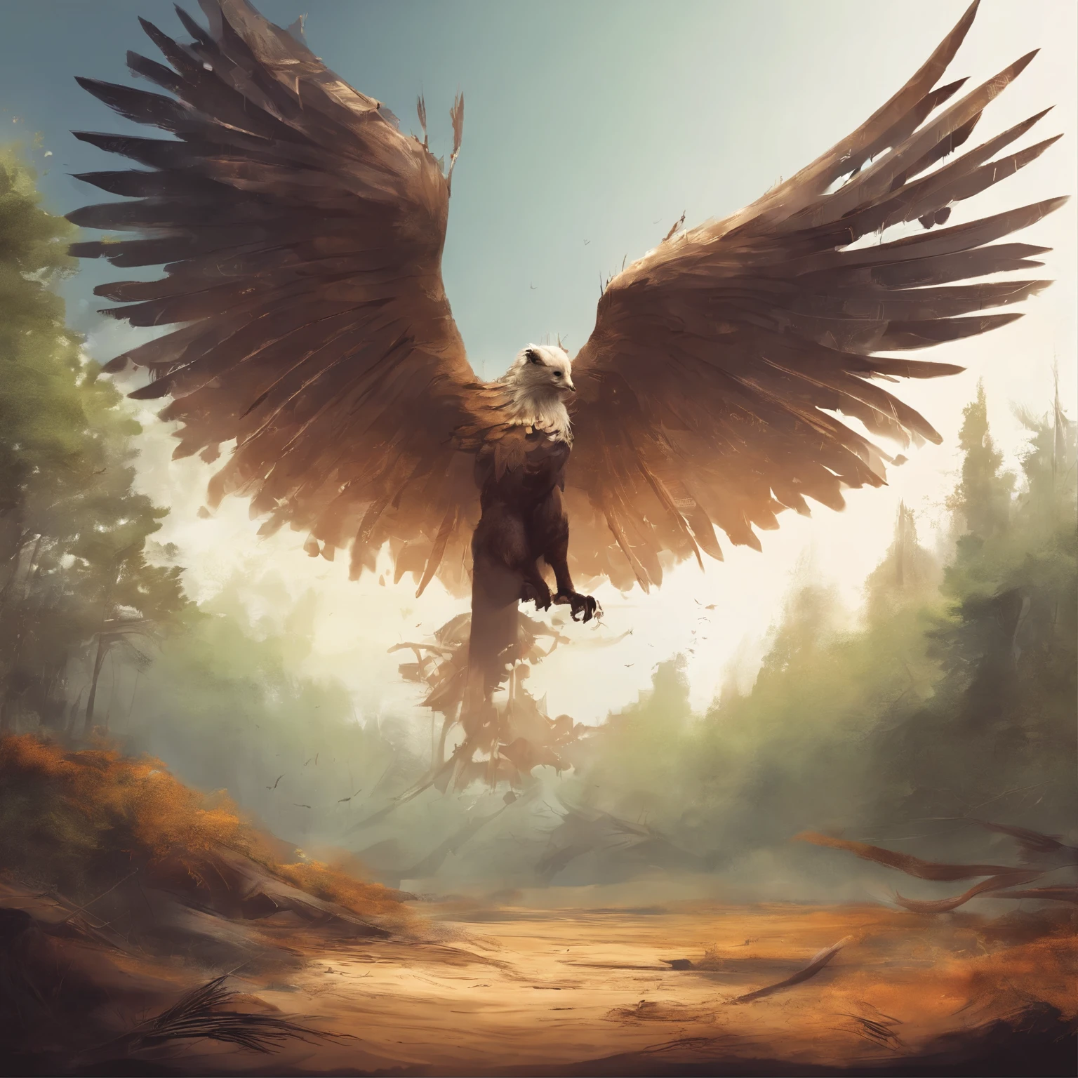 Scenes often seen in forests and woods. flap your wings on the ground、kicking up a dizzying amount of sand, masterpiece, highest quality
