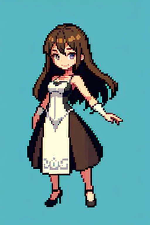 (Pixel art:1.2)、woman wearing a dress、２０age、whole body、cabaret club、sexy、brown hair、long hair、tight dress