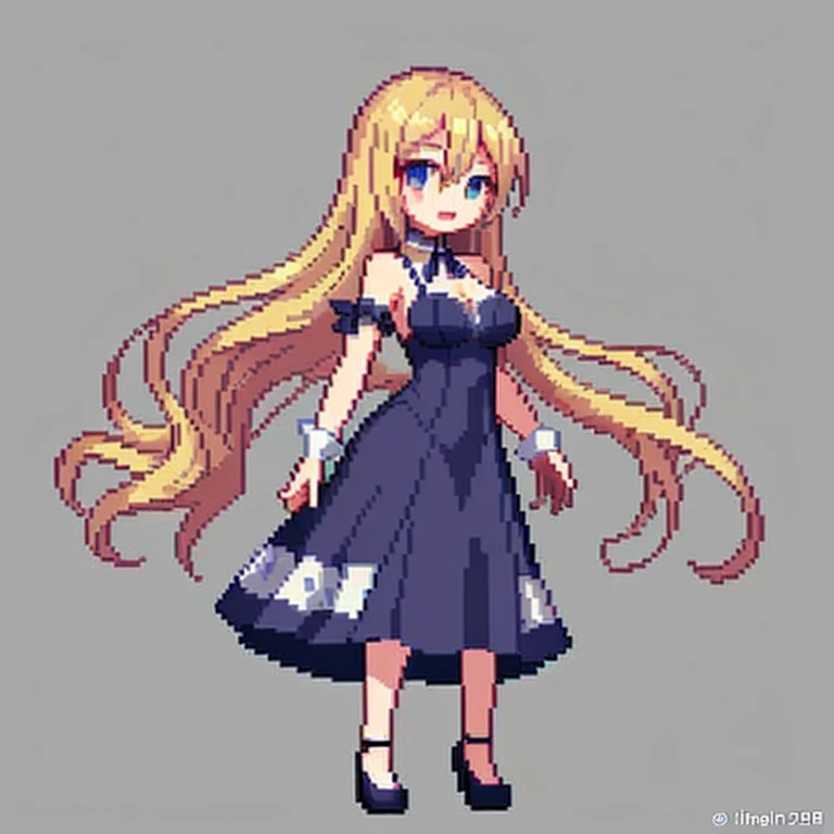 (Pixel art:1.2)、woman wearing a dress、２０age、whole body、tight dress、long hair、blonde、eye color is red、cabaret club、hostess、１Bust Up