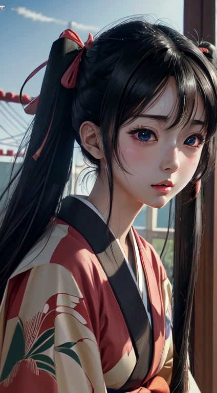 anime artwork of,(anime artwork:1.5),masterpiece,best quality,very aesthetic,absurdres,Ultra detailed,8k,(realistic:0.6),ultra detailed,beautiful eyes,beautiful face,highly detailed,physics-based rendering,cinematic lighting,dynamic angle,
BREAK black hair,twintails,girl tie hair with red ribbon,looking at viewer,japan girl,blush,orgasm,sweaty,drooling,saliva trail,kimono