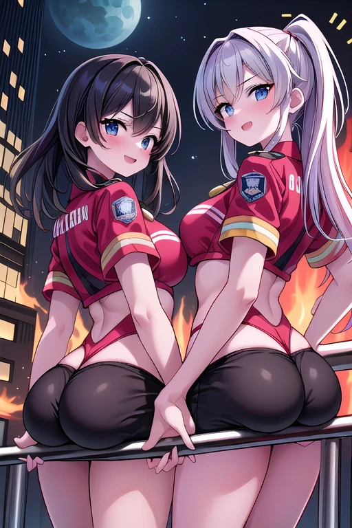 2 ragazze diverse viste da dietro,ass support,guardandole da dietro,grande culo,grandi tette,felice di stare con te,enorme culo,enormi tette,ultra-highres, ultra-detailed, best quality,perfect hands,2 ragazze,fire fighters 2 girls,city,
