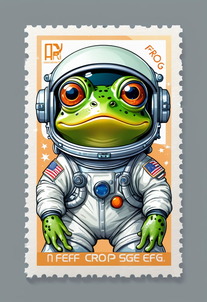 Vector Art:astronaut frog,stamp design,cute,wonderful,funny,rich colors,Works created by professional designers,character,아주cute,comic book