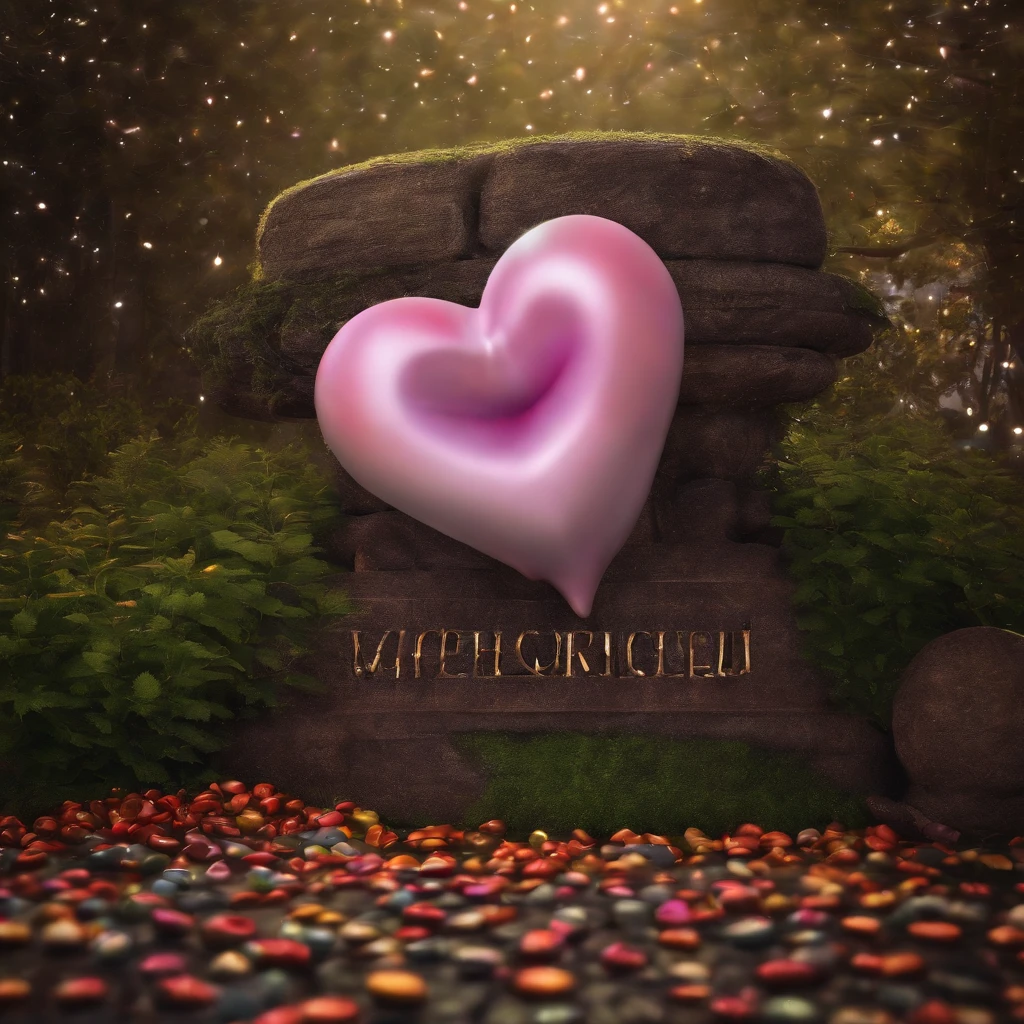"Thank You” name written around 3d multi colors inside a bubble hearts stars fluffy, 3d render, cinematic, fashion, typography, photo