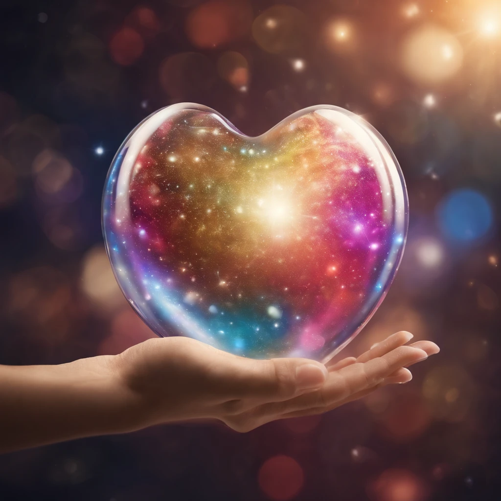 "Thank You” name written around 3d multi colors inside a bubble hearts stars fluffy, 3d render, cinematic, fashion, typography, photo