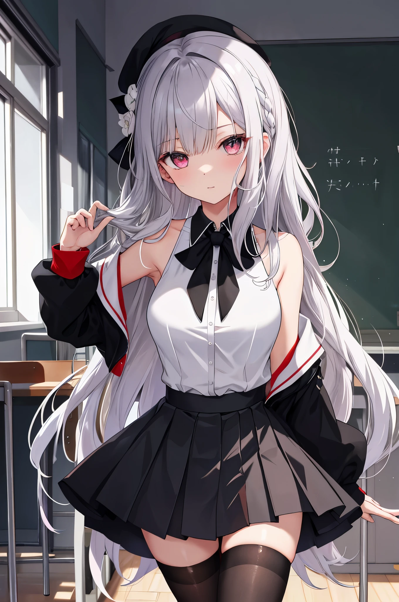 <lora:elbe_XL_v1.0:0.8>,elbe_\(azur lane\),pleated skirt, ( serafuku:1.5), smile, classroom,, masterpiece, best quality,