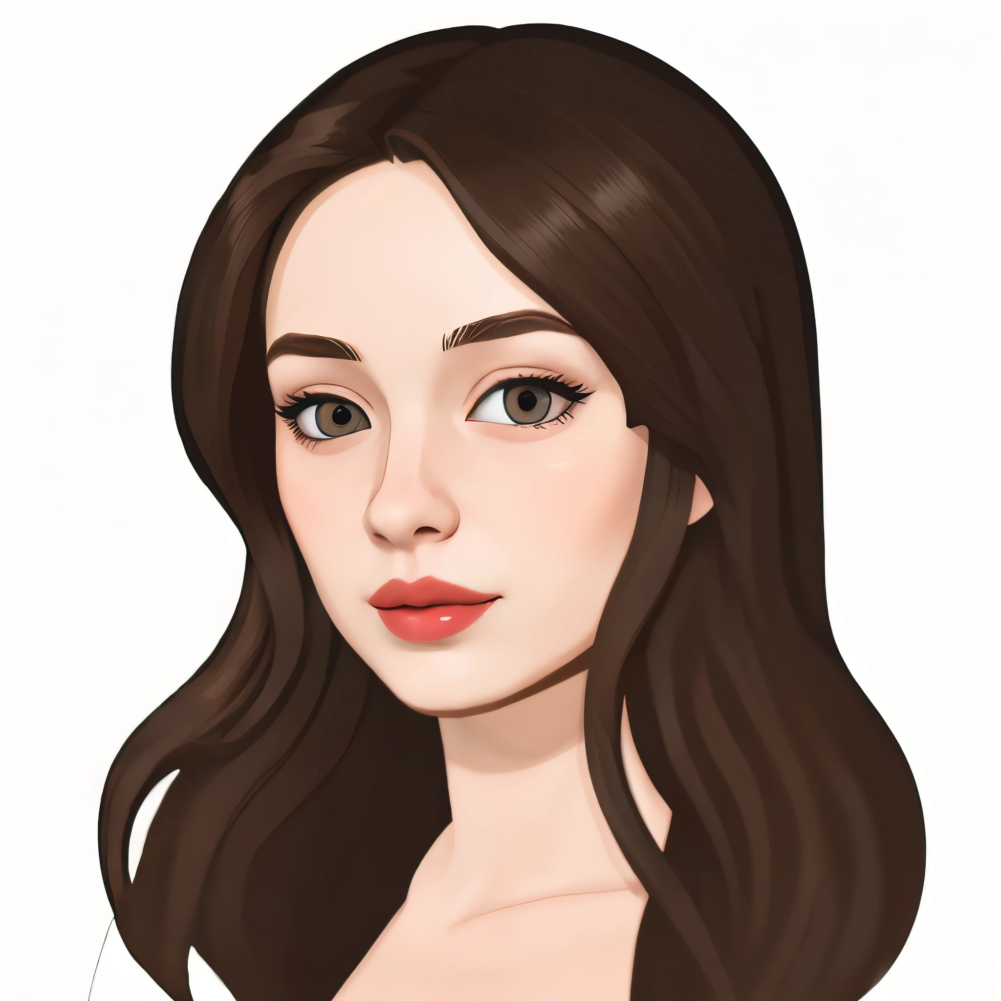 Create stickers avatar emoji 28 years old brunette with long wavy hair