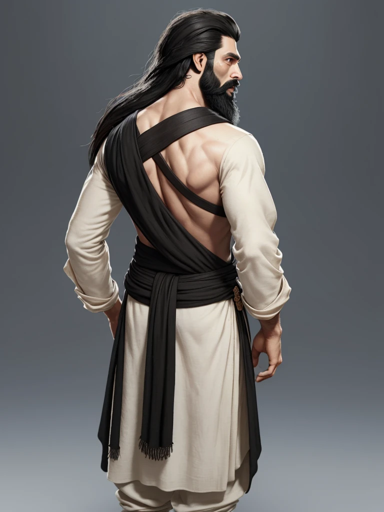 (masterpiece), (best quality),1boy,solo,black hair,(black beard) ,plenty of beard, (ancient man:1), ancient luxurious long clothes, animation style render, 3D , Mesopotamian king, full body, standing, (pixer style) ,(Bokeh) ,(clay) ,(sharp focus),(simple back groud:1.5)