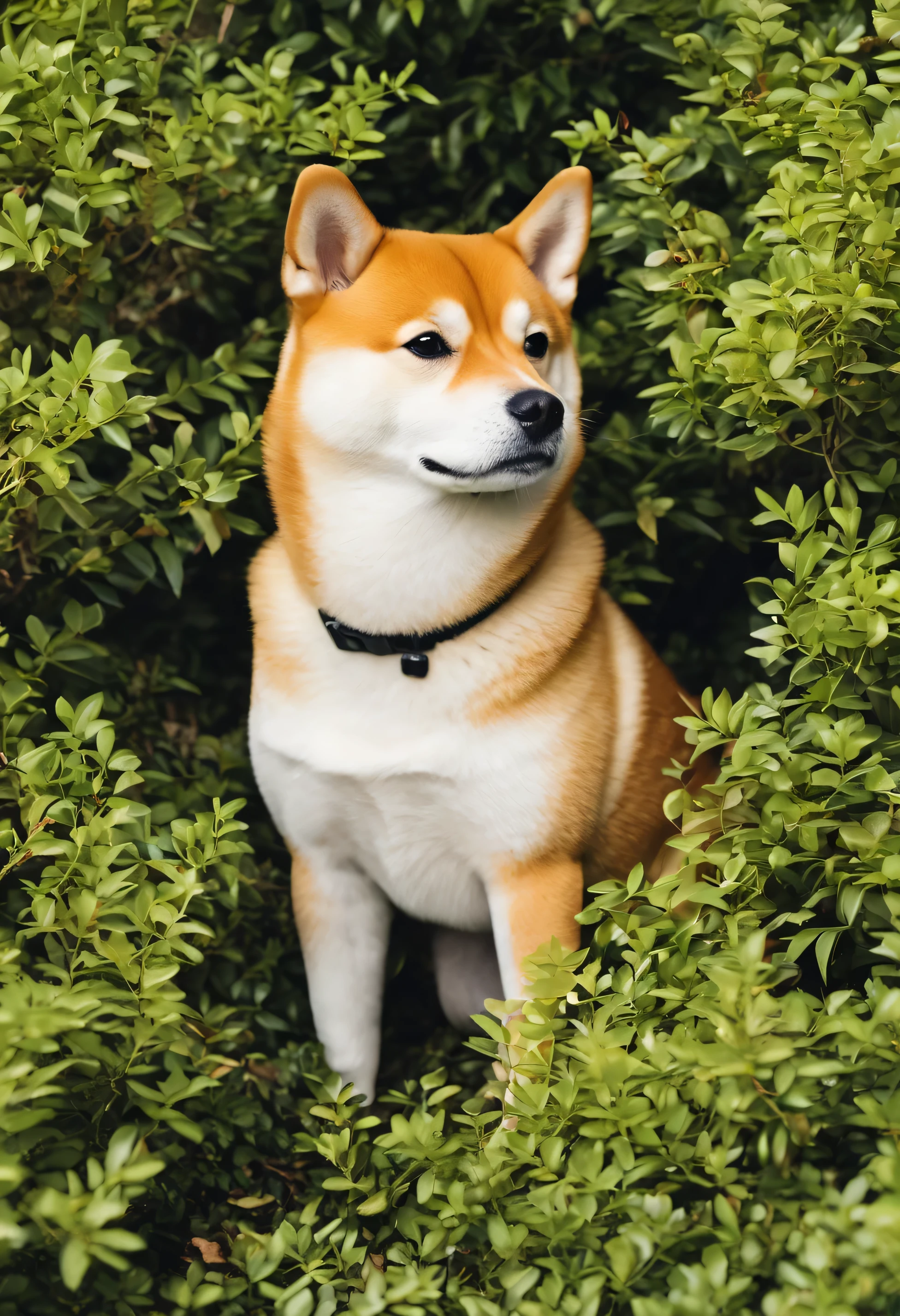 shiba in a bush