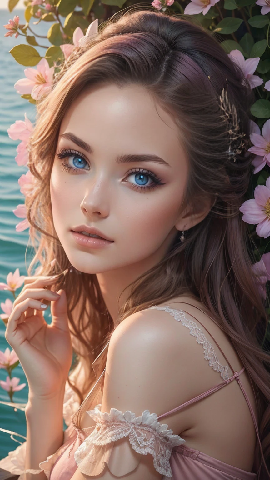 Exquisite facial featuresLarge and bright eyes,Mysterious gaze,Well-shaped eyebrows,Delicate and three-dimensional nose,Plump and sensual lips,Charming smile,Soft and well-defined facial contours,Oval face shape,Healthy and youthful cheeks,Pure, sweet, and noble aura --auto --s2