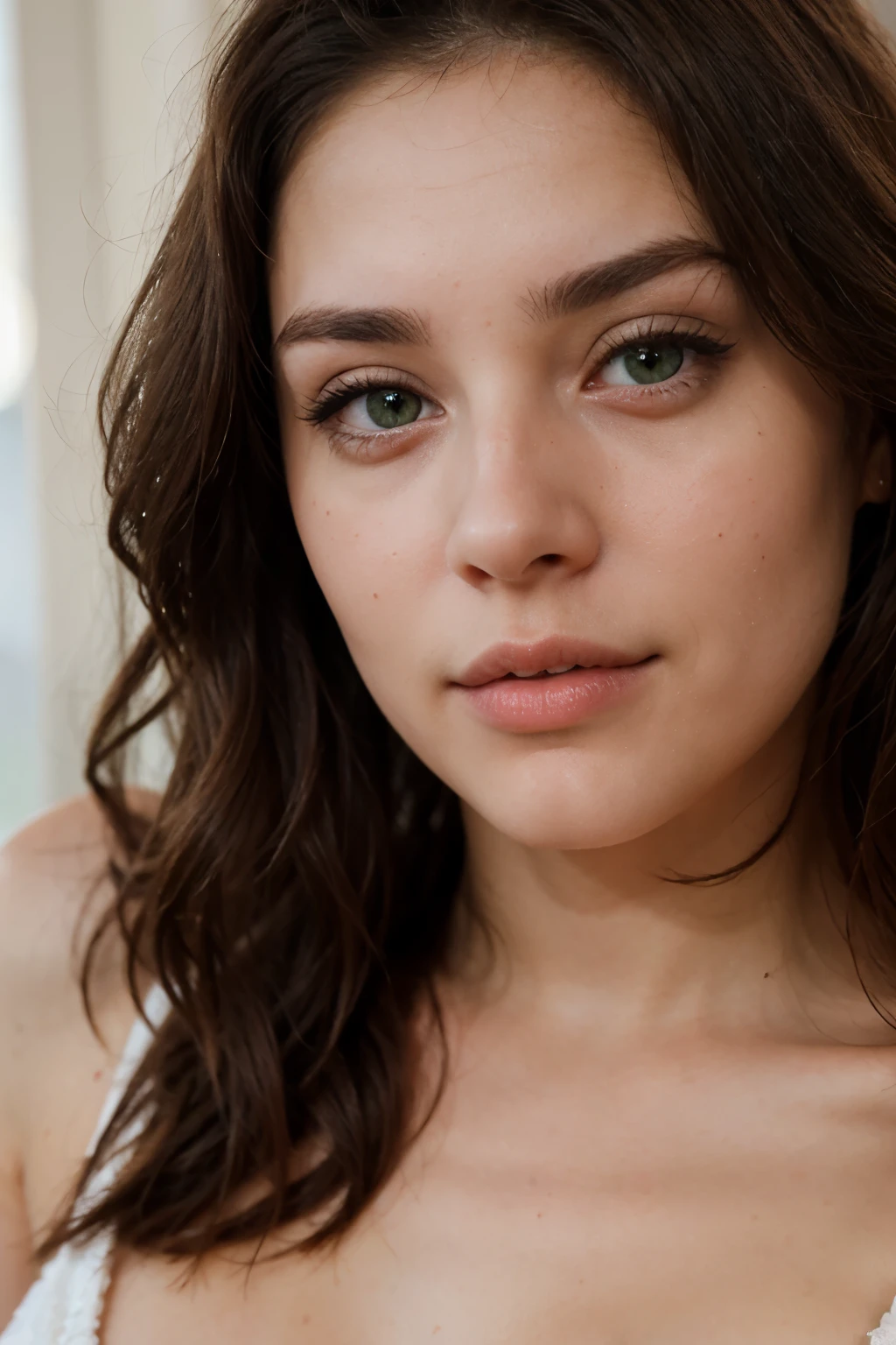 a very pretty and attractive brunette 25 years old with green eyes. Very realistic