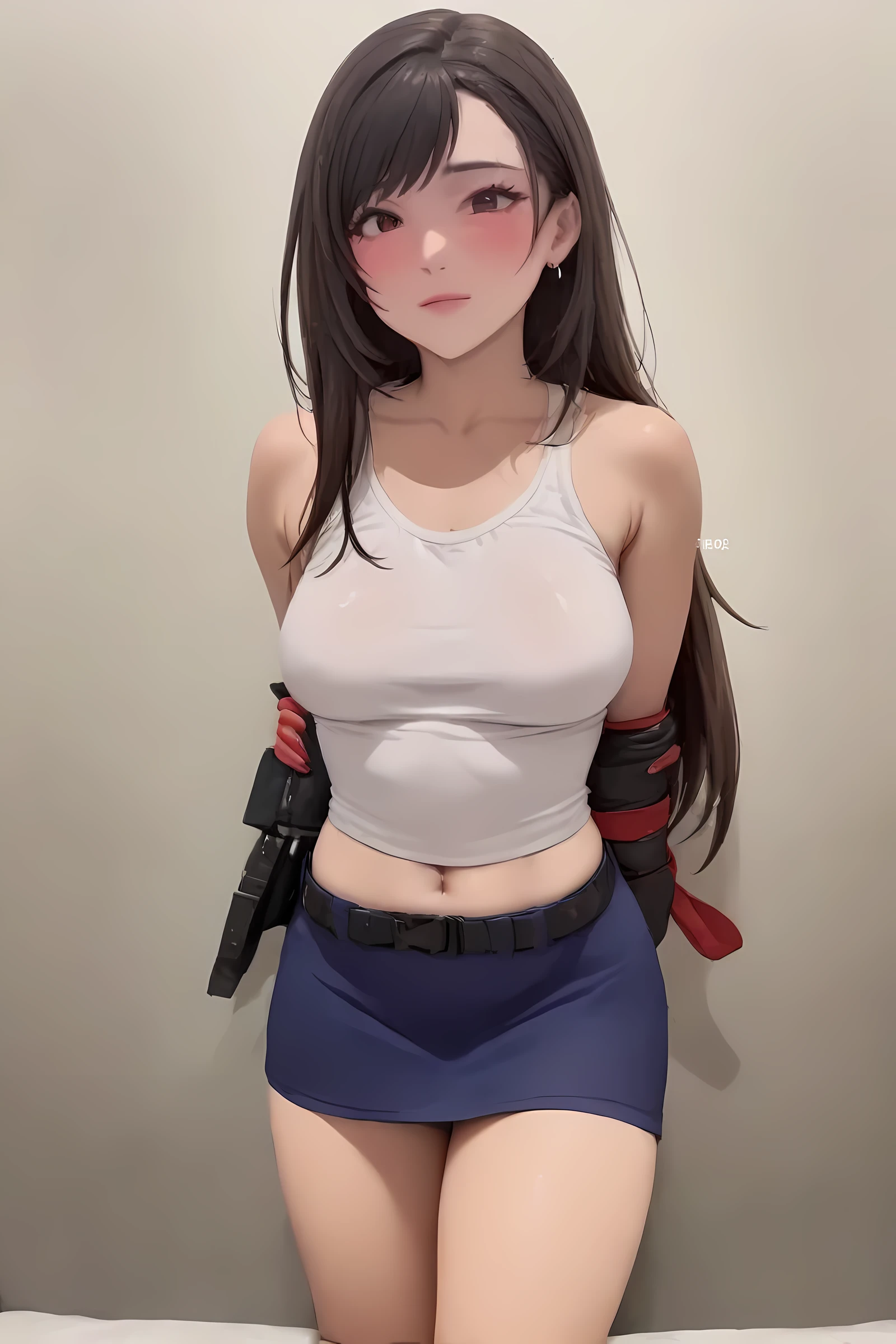 masterpiece, best quality, very aesthetic, absurdres, braless, no bra, full body shot, miniskirt police uniforms, 1girl, tifa lockhart, final fantasy