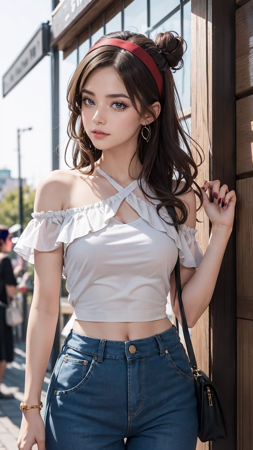 y Big 、Sexute looks and cute 15 yeaiful girl, beautiful and sexy face、A stronind blows my hair in front of my face、With straight blonde hair、beautiful, Cute and sexy eyes hidden beh long bangs、Frilled mini skirt