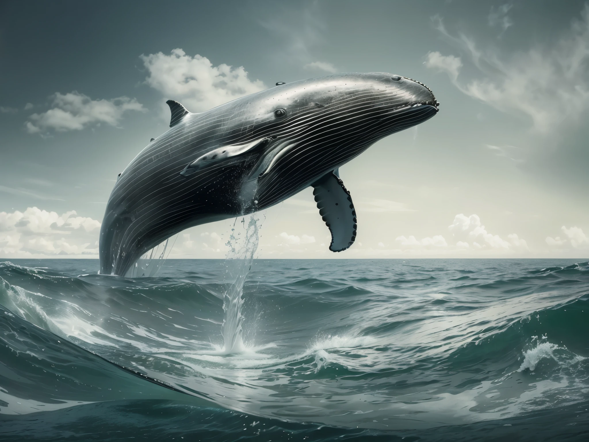 A portrait of a whale dressed as a diver, capturing the surreal moment in magazine photography style --ar 3:4 --stylize 300