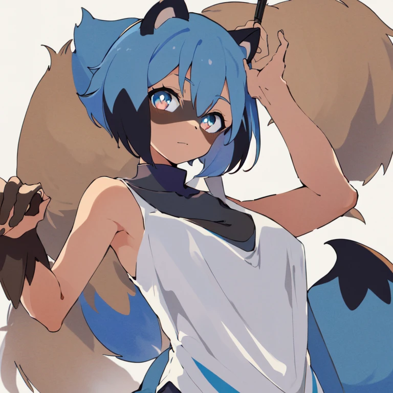 Michiru_kagemori, 1Girl, Tier_Ohren, Blau_Haar, Body_Fell, Fellry, Fellry_Weiblich, raccoon_Ohren, raccoon_Girl, raccoon_Schwanz, kurz_Haar, king_Kap, (Rot_Kap:1.2), Kleid, Krone, GOLD_Krone, Tuch, kingin, White_theme, Graustufen, monochrome, Manga, skizzieren, einfach_Hintergrund, White_Hintergrund, portrait, Oberer, higher_Body,