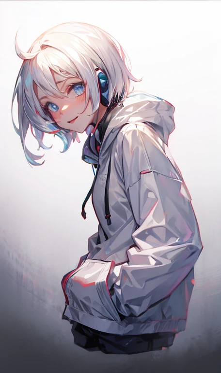 Wearing headphones Smiling Futuristic