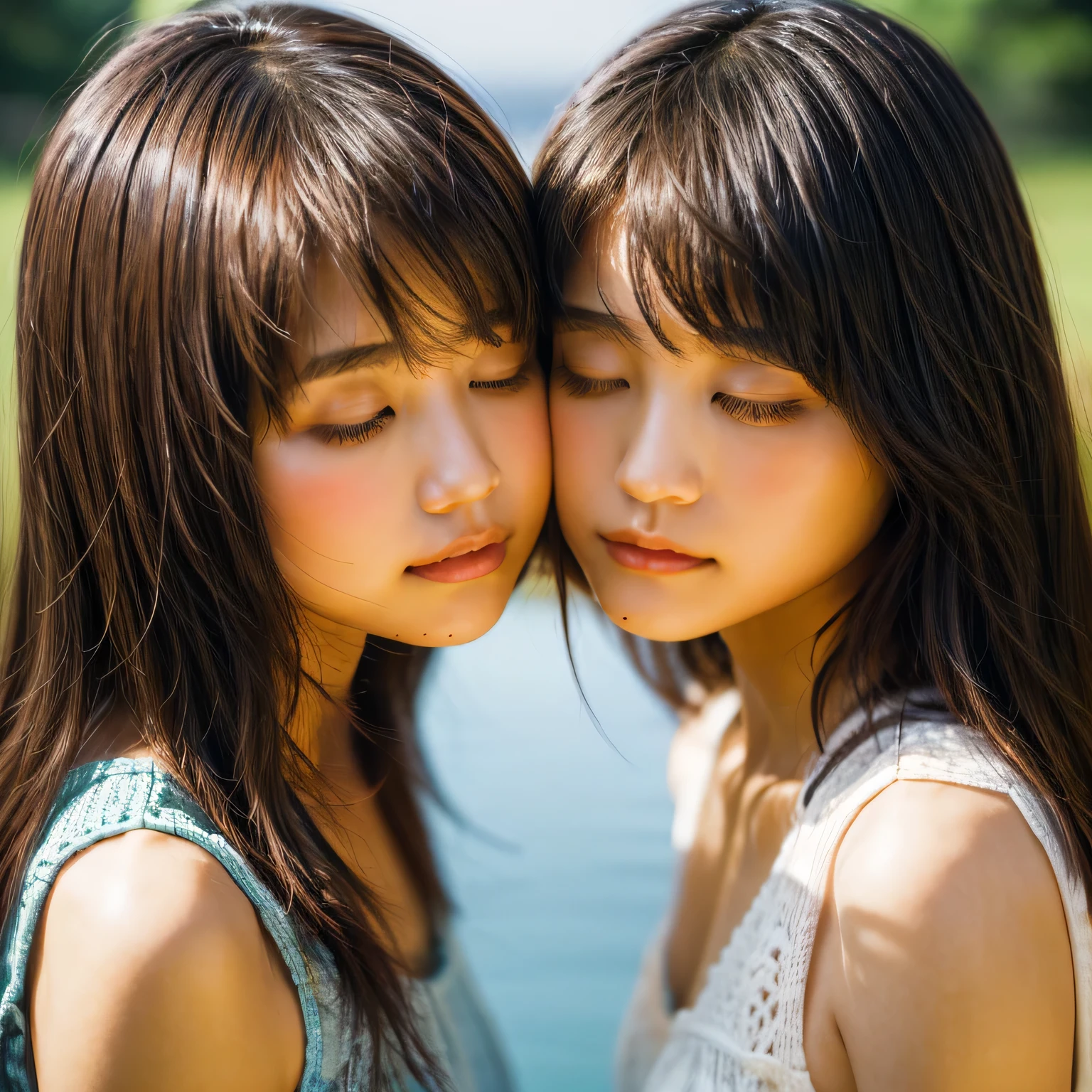 identical twin sisters、close your eyes、I'm about to kiss, ************, bangs