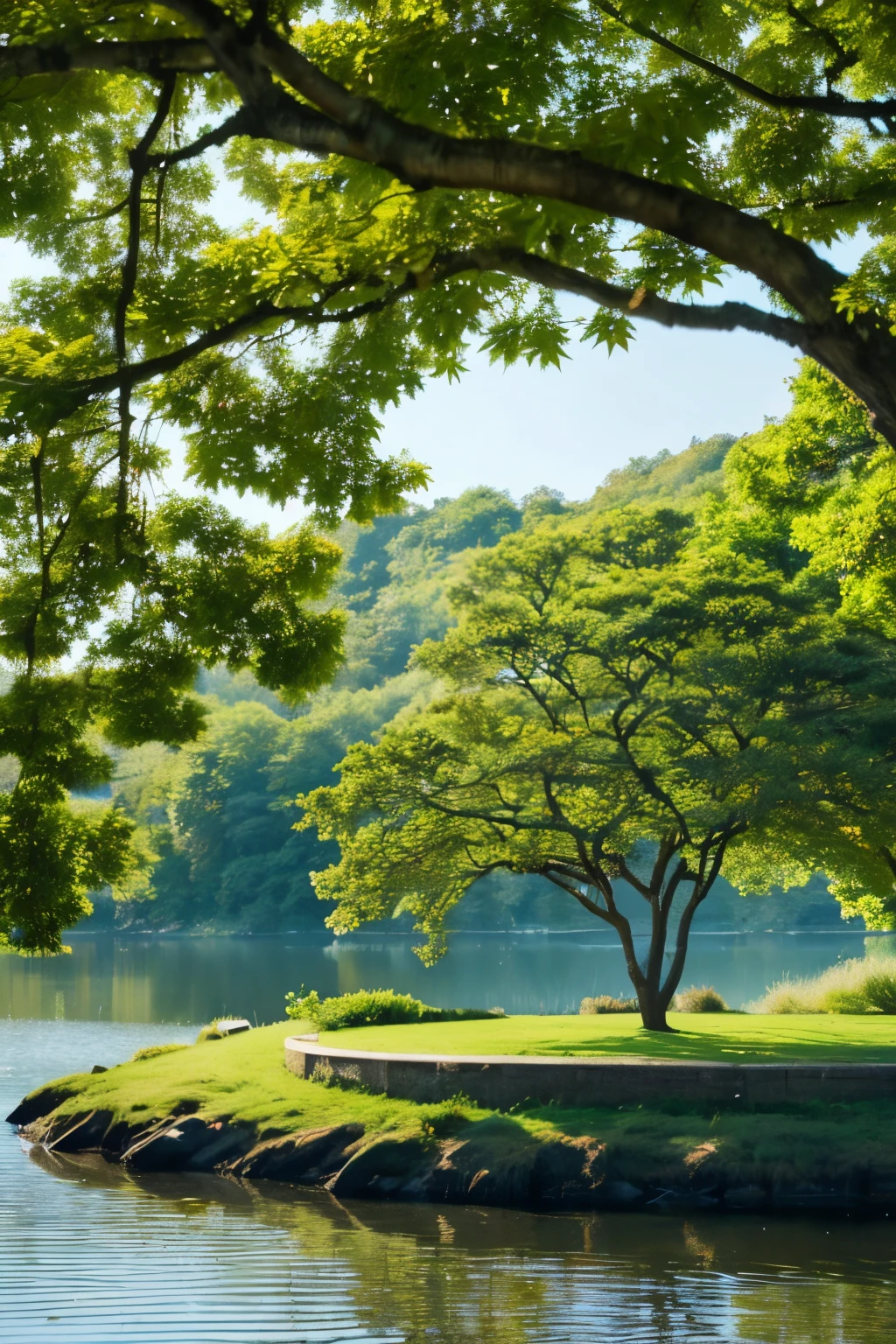 On the tranquil lakeside、A tree swaying in the wind々The sound of the song brings a sense of calm to the mind.
