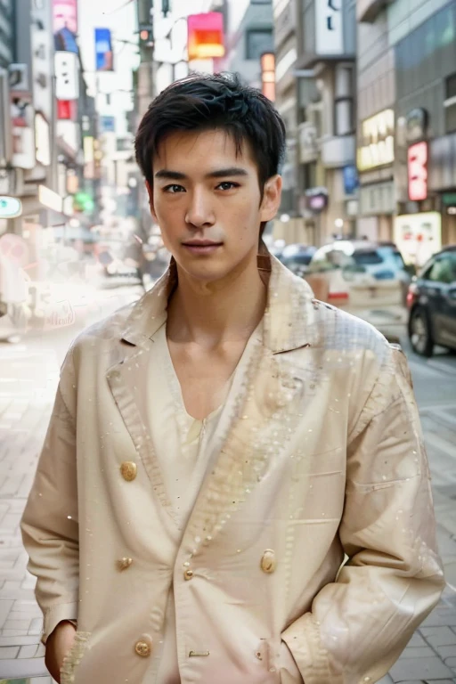 young man.masterpiece.On the streets of Tokyo (realistic pictures:1.4), ((1 28-year-old Japanese young man)), (ultra high resolution:1.2), Very delicate and handsome, wonderful, Highly detailed CG Unity 8k wallpaper grade, super detailed, High resolution, soft light, handsome japanese man,Neatly combed suit hair. Highly detailed eyes and faces, Beautifully detailed nose, Beautiful and delicate eyes,