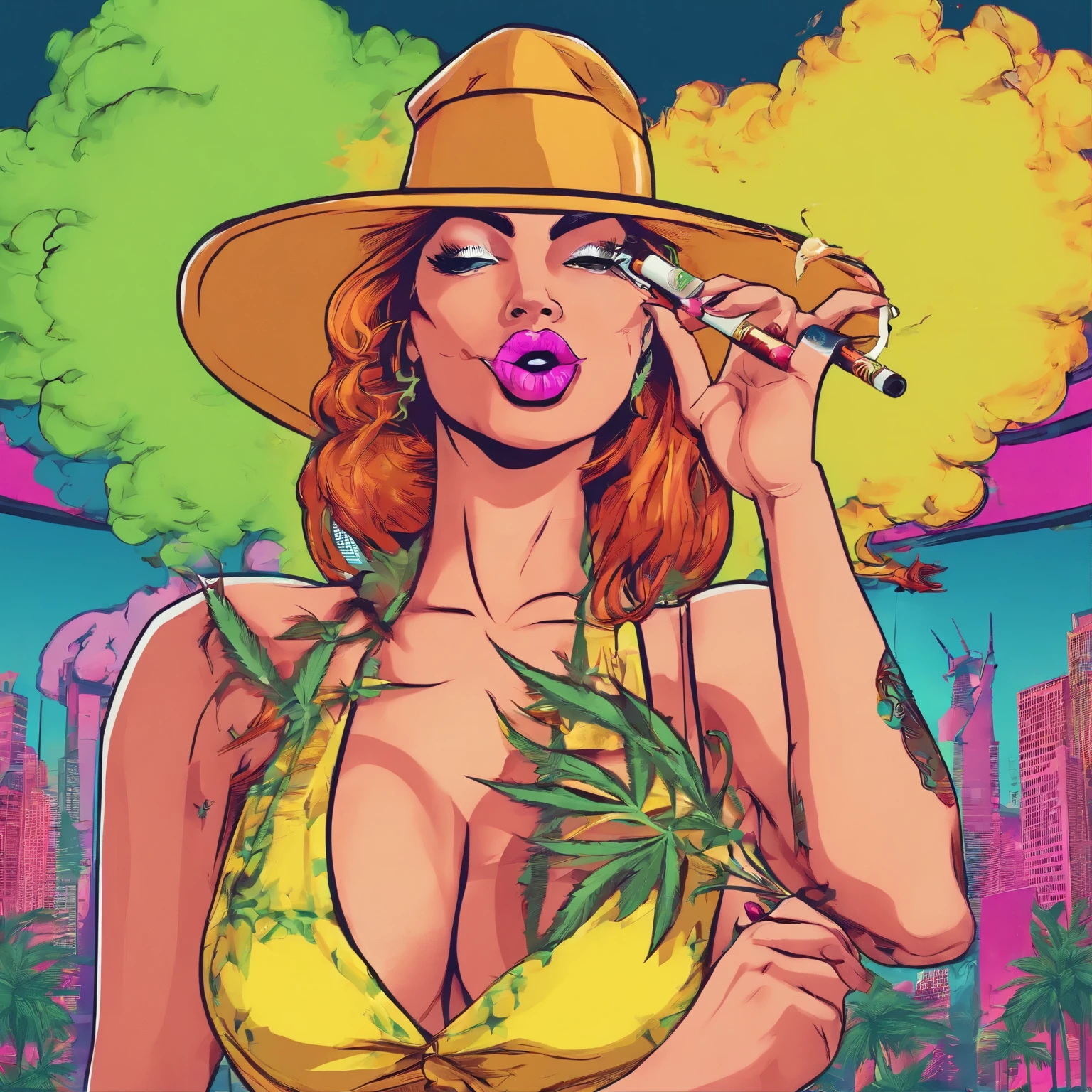 Sexy girl smoking a marijuana joint