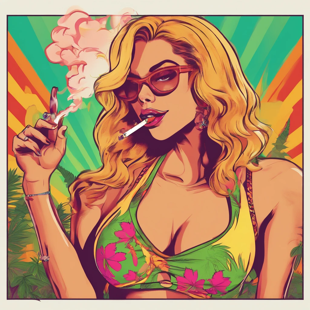 Sexy girl smoking a marijuana joint