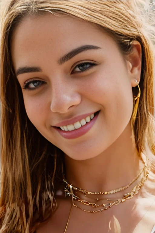 Beautiful woman with a necklace on her neck, portrait sophie mudd, beautiful and smiling, lovely smile, pretty smile, beautiful smile, alanis guillen, valentina remenar, isabela moner, charming smile, perfect smile, pokimane, lorena avarez, gorgeous latina face, fernanda suarez, sweet smile, cute seductive smile