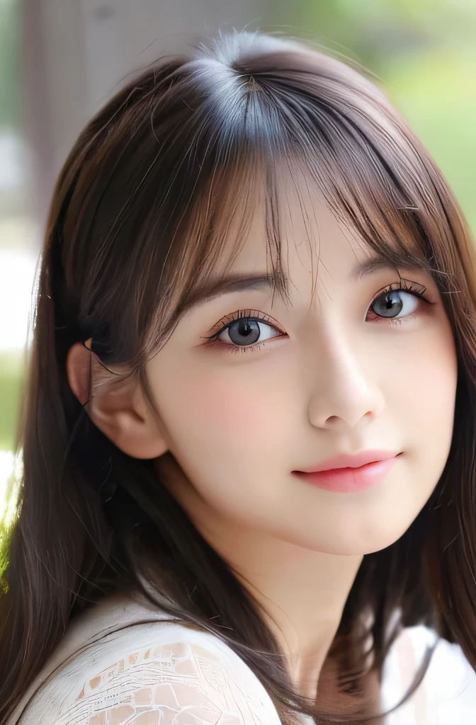 (((32ｋ,high details,high detail、masterpiece,attention to detail,alone))),Raw photo & realistic atmosphere,beautiful dark blue eyes,detailed mouth,glossy lips,thin eyebrows,fine eyes、Soft white skin that shines in every detail、her deep black eyes are so beautiful,lip details、very beautiful face,very well-shaped face、lifelike face,shining beautiful lips,beautiful eyebrows,infinite reality, Realistic young gravure idol,she&#39;she&#39;she&#39;she&#39;she&#39;she&#39;s a very cute woman , young gravure idol, young gravure idol, Very beautiful and cute 21 year old beautiful girl,incredibly beautiful and classy，21 year old beautiful girl,natural soft light,（shiny hair,,Beautiful and kind eyes：1.5）,gentle smile,well-shaped chest,medium long hair,tie hair,beautiful posture,no makeup,think ahead,
