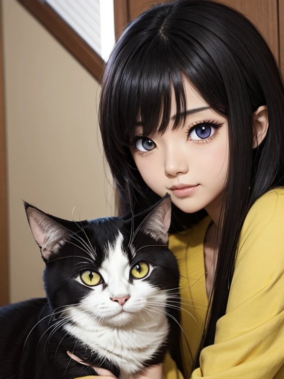 Buatkan sebuah gambar anime kucing odd eye