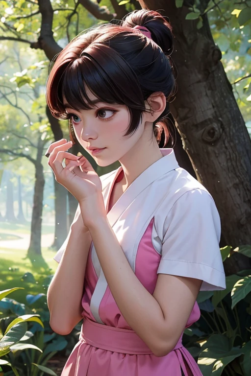 Imagina a Ranma-chan en un momento de calma en medio de un campo de cerezos en flor.. ella esta en su forma femenina, con su largo cabello rojo que fluye atrapando la suave brisa. His eyes express a mix of determination and serenity as he prepares for a martial arts training session.... Cherry petals dance around., creando un suave, Ethereal environment. Tu postura es segura, pero relajado, reflejando su habilidad como luchadora. Los colores son vibrantes y ricos., con suaves tonos de rosa y verde para el paisaje, resaltando la belleza natural del entorno. Sunlight filtering through the leaves of the trees adds a sense of warmth and tranquility to the scene... Make sure to capture the subtle details of Ranma-chan&#39;s face., highlighting their unique characteristics, maintaining a sense of realism and depth.. This work of art should evoke a feeling of calm and power., mostrando a Ranma-chan en su elemento mientras se conecta con la naturaleza y su propia fuerza interior.