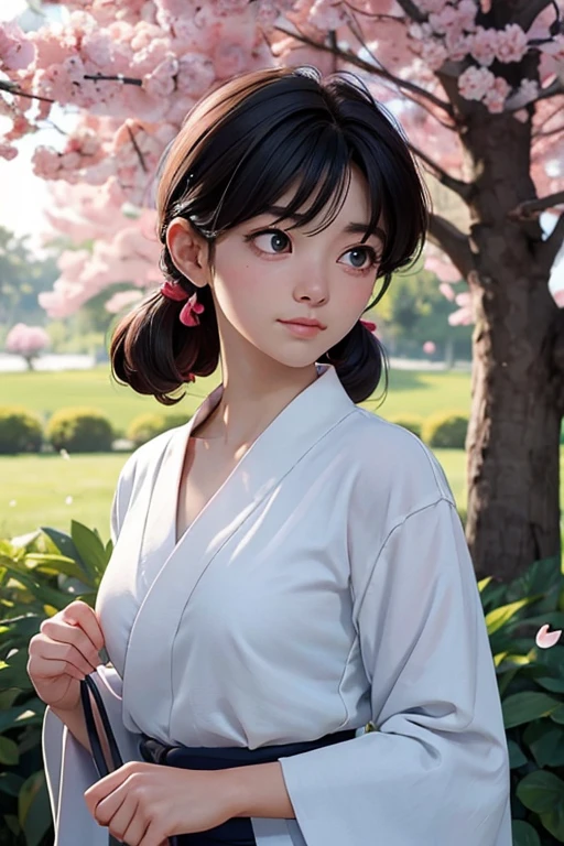 Imagina a Ranma-chan en un momento de calma en medio de un campo de cerezos en flor.. ella esta en su forma femenina, con su largo cabello rojo que fluye atrapando la suave brisa. His eyes express a mix of determination and serenity as he prepares for a martial arts training session.... Cherry petals dance around., creando un suave, Ethereal environment. Tu postura es segura, pero relajado, reflejando su habilidad como luchadora. Los colores son vibrantes y ricos., con suaves tonos de rosa y verde para el paisaje, resaltando la belleza natural del entorno. Sunlight filtering through the leaves of the trees adds a sense of warmth and tranquility to the scene... Make sure to capture the subtle details of Ranma-chan's face., highlighting their unique characteristics, maintaining a sense of realism and depth.. This work of art should evoke a feeling of calm and power., mostrando a Ranma-chan en su elemento mientras se conecta con la naturaleza y su propia fuerza interior.