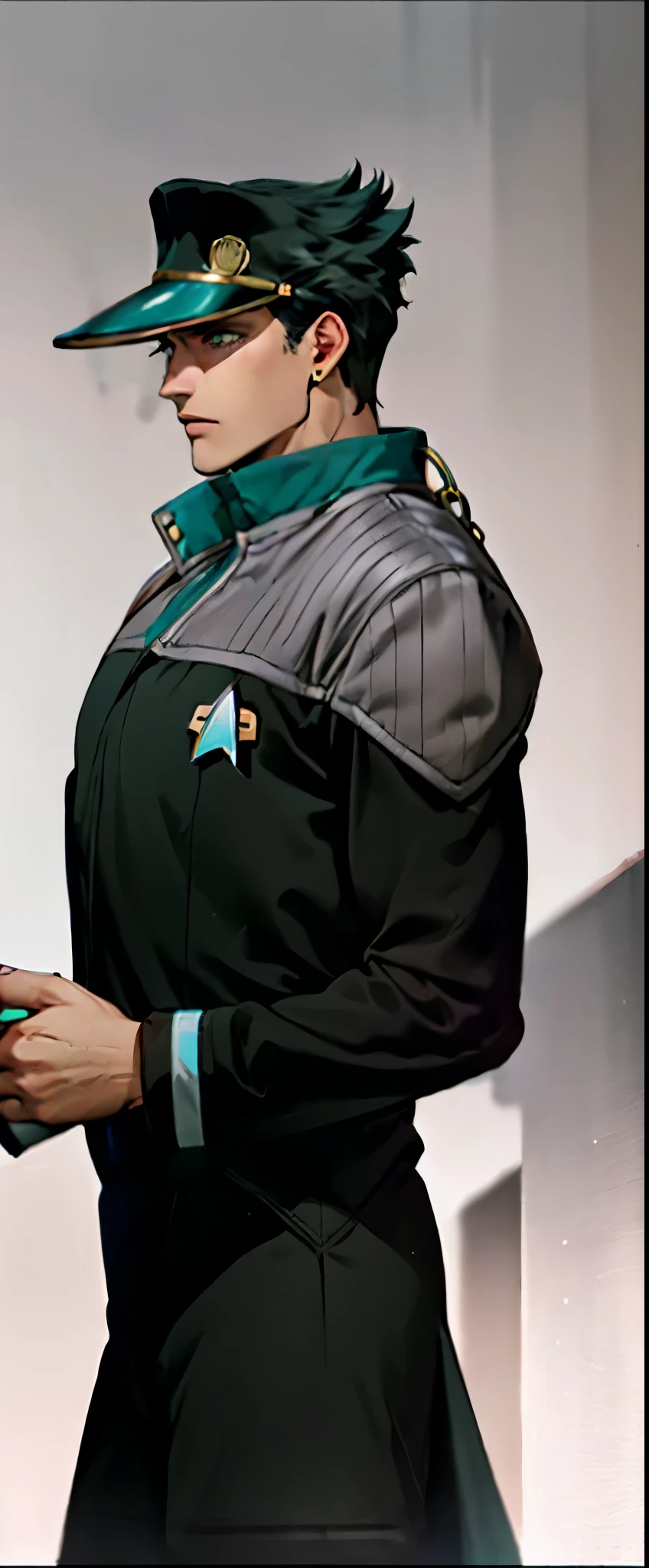 kujo jotaro
muscular male
hat
green eyes

gakuran
long coat
jewelry
earrings
chain ds9st red and black uniform ds9st teal and black uniform ds9st yellow and black uniform ds9st command ds9st operations ds9st science