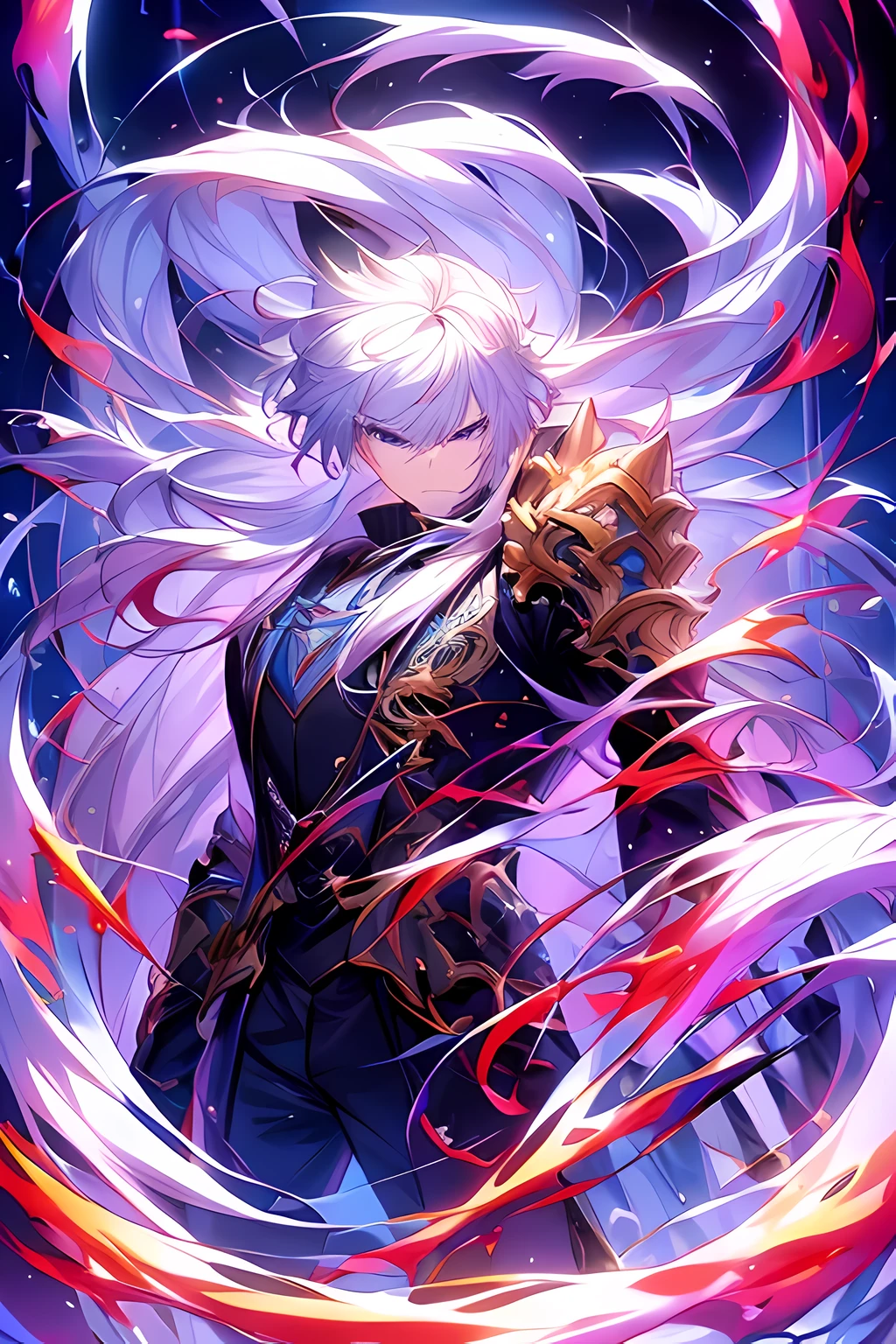 anime - style image of a white haired man with a dragon on his shoulder, by Yang J, detailed digital anime art, badass anime 8k, handsome japanese demon boy, by Shitao, handsome guy in demon slayer art, trending on artstation pixiv, detailed fanart, highly detailed exquisite fanart, high quality fanart, anime style 4k, g liulian art style