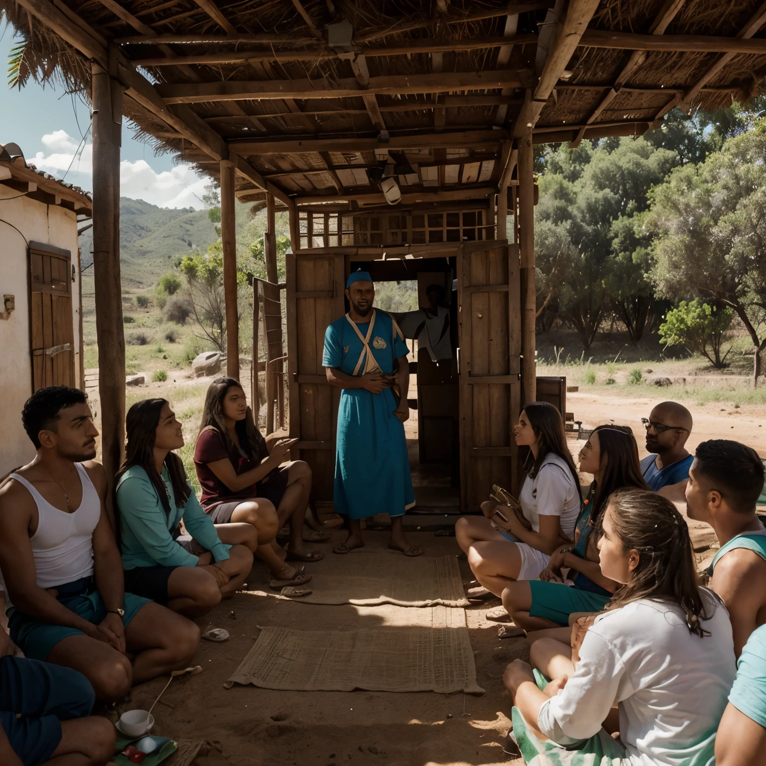 title: The Prophet of the Sertão Scene 1: Introduction
(The curtain opens revealing the arid northeastern hinterland. No centro do palco, uma pequena capela e ao redor dela, casas simples e pessoas trabalhando. Surge Antonio Conselheiro, vestido com roupas simples e um olhar sereno.)
Antonio Conselheiro: (Narrando) Welcome to the wilderness, a place of struggles and hopes, onde o sol castiga implacavelmente a terra e o povo vive sob o jugo da seca e da pobreza. Eu sou Antonio Conselheiro, the prophet who came to guide my people towards justice and redemption.
Cena 2: O Chamado
(Antonio Conselheiro caminha pelo palco, encontrando-se com diferentes pessoas da comunidade.)
Antonio Conselheiro: (Para os camponeses) My brothers and sisters, escutem minhas palavras. We must not bow down to the injustices that plague our lives. Juntos, podemos construir um mundo mais justo e fraterno.
Peasant 1: Mas como faremos isso, Conselheiro? Somos apenas pobres trabalhadores, esquecidos pelo poder central.
Antonio Conselheiro: With faith and unity, podemos mover montanhas. We will raise our voices against oppression and seek solutions to our problems.
Cena 3: A Marcha para Canudos
(Peasants gather around Antonio Conselheiro, as he leads a march towards Canudos, a place where it promises to find refuge and build a more just community.)
Antonio Conselheiro: (Erguendo sua bengala) Sigam-me, My brothers! The road to Canudos is arduous, but there we will find shelter and peace. Juntos, construiremos uma nova vida, far from the injustices that afflict us.
Cena 4: A Comunidade de Canudos
(Peasants arrive in Canudos and begin to build their houses and plantations. Antonio Conselheiro se torna uma figura central na comunidade, aconselhando e orientando o povo.)
Antonio Conselheiro: (Para os habitantes de Canudos) Aqui em Canudos, seremos livres. Livres para cultivar a terra, para adorar a Deus e para viver em paz uns com os outros. Our community will be an example of ju