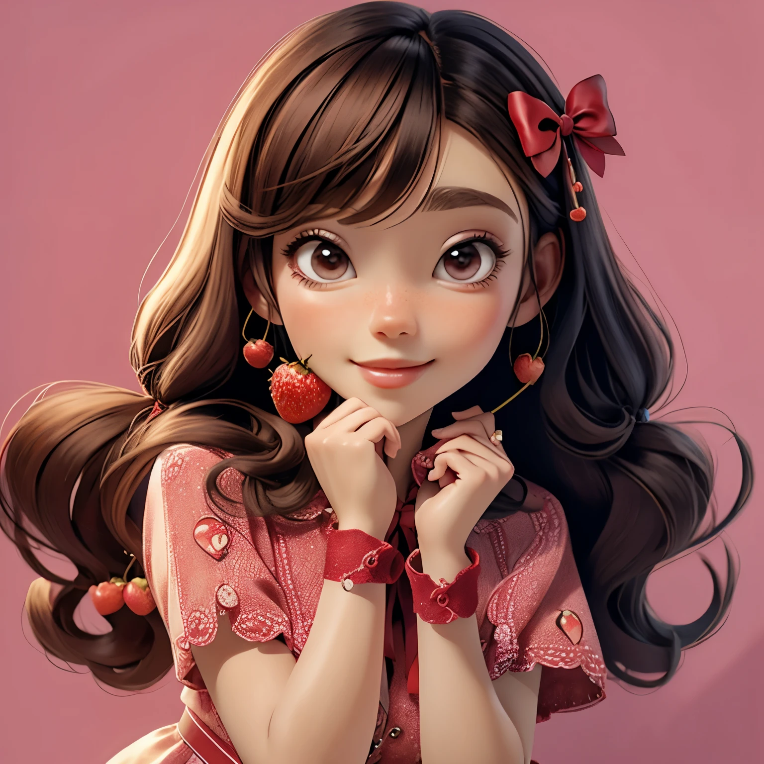 Strawberry Fruit and Cherry Fruit with a ribbon to tied them Logo