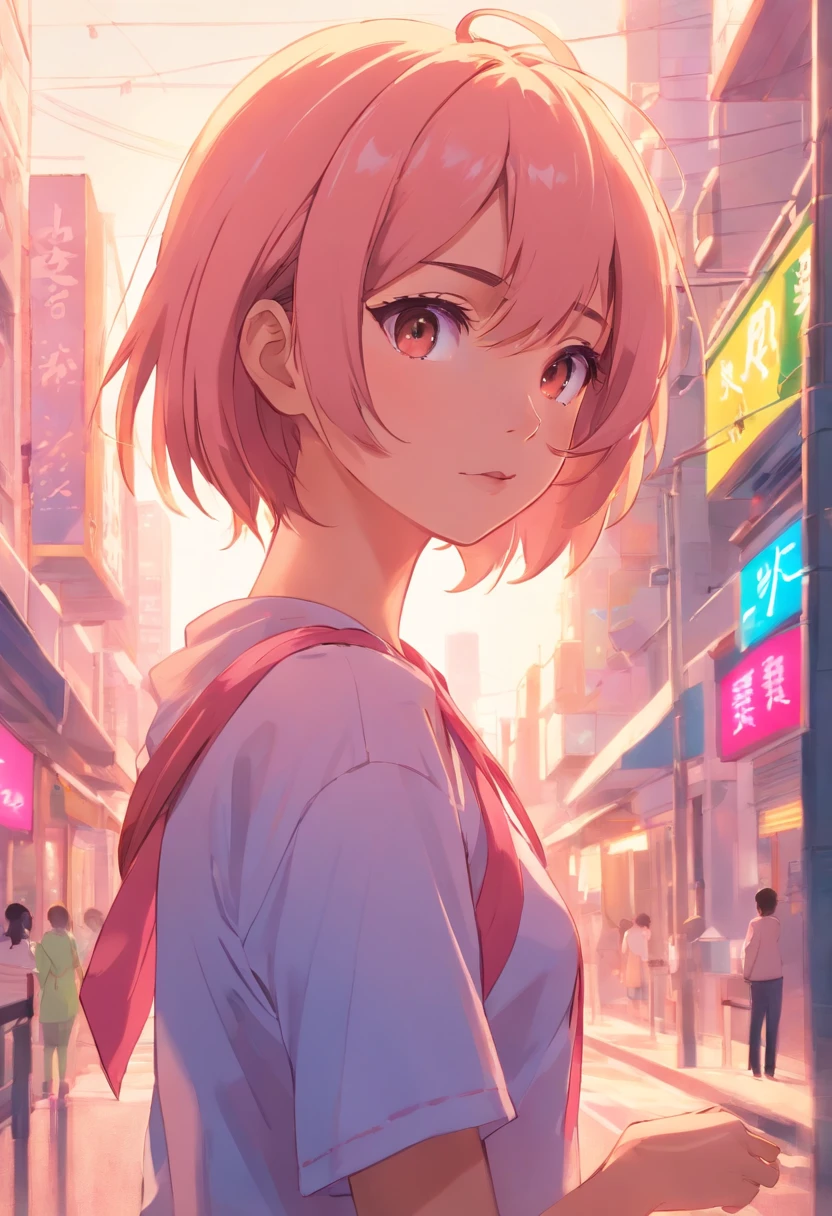 Chica anime con pelo rosado 