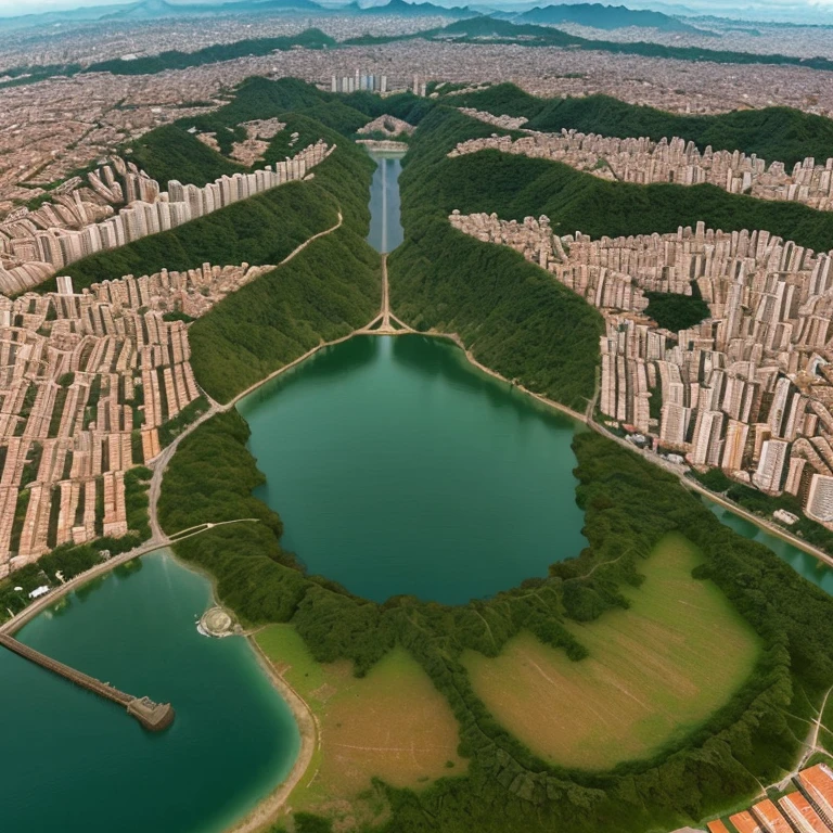 Crie uma imagem uma a cidade que valoriza o meio ambiente mais detalhado