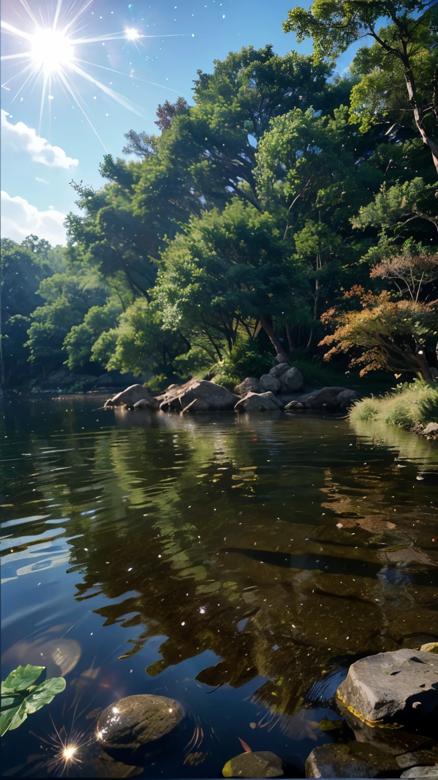 (logo、amazing、8K、table top、Raw photo、amazing、最high quality、フォトリアリスティックかつvery detailed、CG、high quality、very detailed、story poem、Particle Effects、Dynamic Effects、Text Boundary Depth、Cinematic Light、Lens flare、ray tracing、tabletop、real、ultra hd、fantasy）、beautiful water、splash of water、flow of water、Water swell、fantastic beauty、透き通ったgreenい水の美しさと輝き、The tranquility and beauty of water、wonderfulWind景、Beautiful natural water、green、Wind、wonder、wonderful
