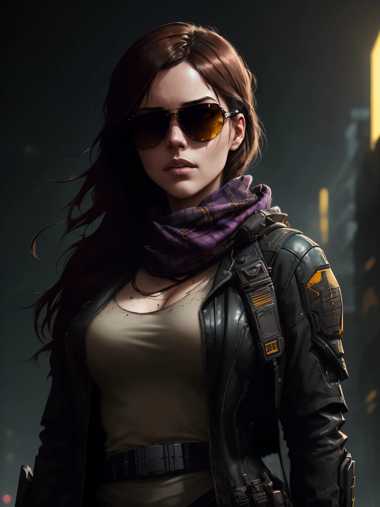 (dark shot:1.1), epic realistic, portrait of halo, sunglasses, blue eyes, tartan scarf, auburn hair by atey ghailan, by greg rutkowski, by greg tocchini, by james gilleard, by joe fenton, by kaethe butcher, gradient yellow, black, brown and magenta color scheme, grunge aesthetic!!! graffiti tag wall background, art by greg rutkowski and artgerm, soft cinematic light, adobe lightroom, photolab, hdr, intricate, highly detailed, (depth of field:1.4), faded, (neutral colors:1.2), (hdr:1.4), (muted colors:1.2), hyperdetailed, (artstation:1.4), cinematic, warm lights, dramatic light, (intricate details:1.1), complex background, (rutkowski:0.66), (teal and orange:0.4)