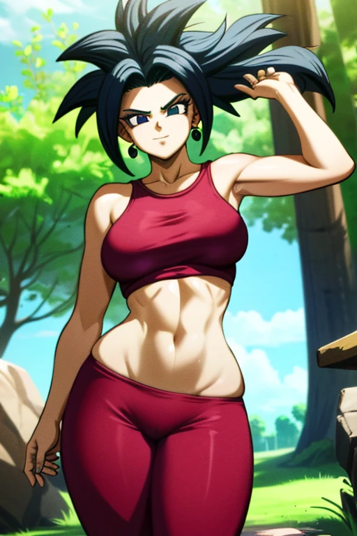 Kefla , 1girl, Sozinho,  olhando para o espectador, , cabelo vermelho, asymmetrical hair, blurry, tronco, lips, Segurar a boca, sombra, profundidade de campo, seios grandes, seios gordos, coxas grossas, Melhor qualidade:1.3), (, ((rosto detalhado)),((Sorriso)), ((curvy body)), (seios grandes), sensual, (( cortar o cabelo )), ((trouser neckline ), ((blue sky)), ((inclinando-se para frente)), olhando para o espectador, , 
